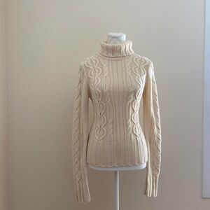Jessica Cream Cable Knit Turtleneck Sweater